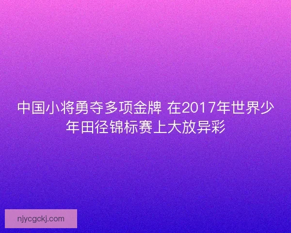 中国小将勇夺多项金牌 在2017年世界少年田径锦标赛上大放异彩